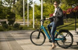 Young businessman on the ebike